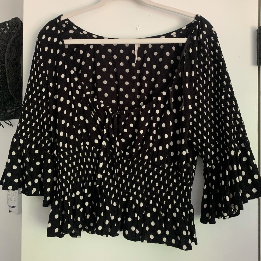 Free People Polka Dot Tie Top